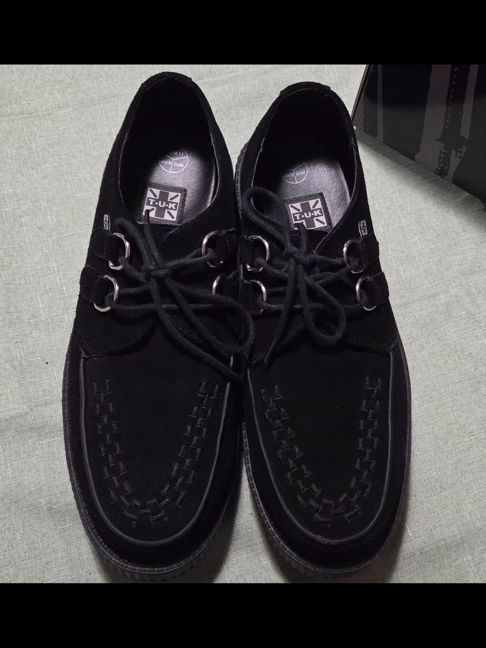 T.U.K Black Suede Lace-Up Creeper Loafers